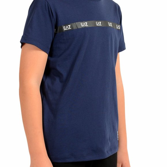 Emporio Armani EA7 Boys Navy Blue Short Sleeve Logo Print Crewneck T-Shirt - Picture 2 of 7